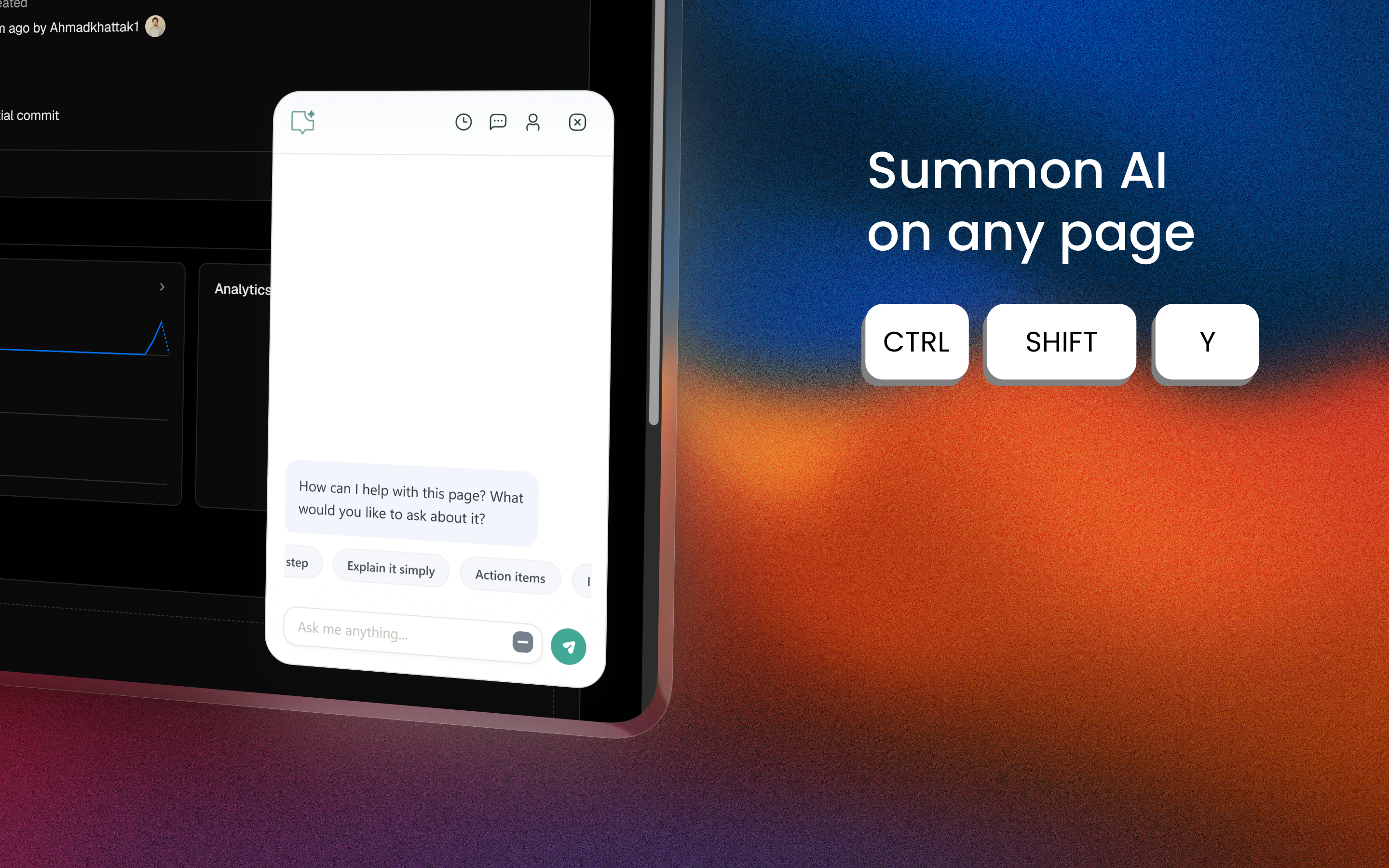 ScreenChat showing a generated answer beside the active webpage.